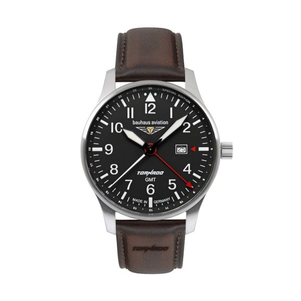 Bauhhaus Aviation "Tornado" Herren Armbanduhr Quarz GMT Ref.: 2744-2 NEU