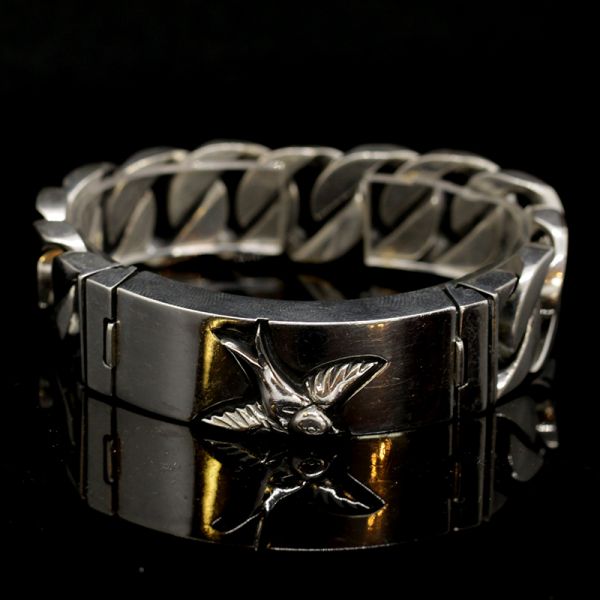 Armband Panzerarmband massiv "SWALLOW" 925er Silber Buckle 18 x 190 mm NEU