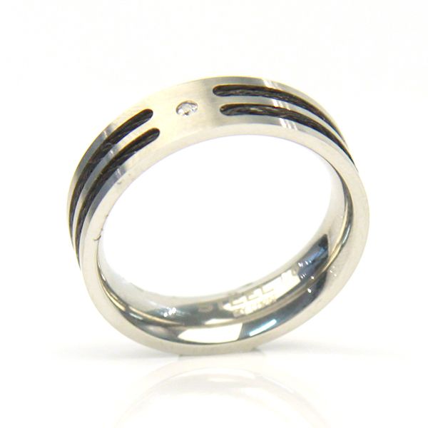 STEEL by Christ Herren Ring Edelstahl Silver-Black Zirkonia GR 66 NEU