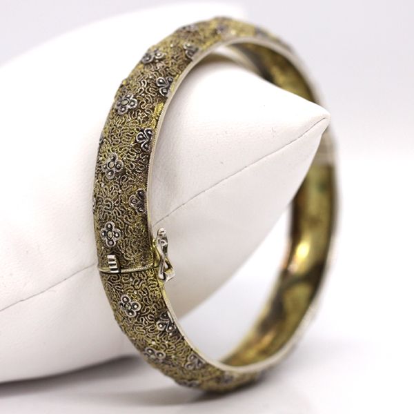 Original Fahrner Armspange 925er Silber vergoldet mit Markasite (18159)