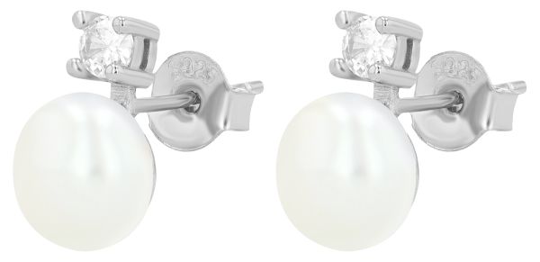 Ohrstecker "Almi" Süßwasserzucht Perle 925er Silber Zirkonia 5300626-001 NEU