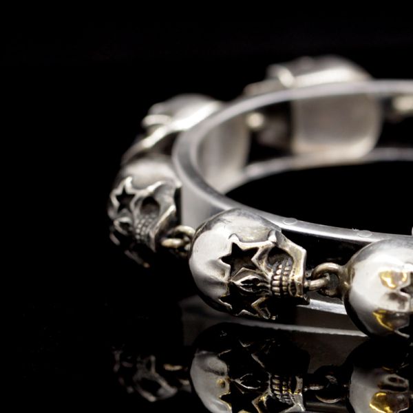 Armband Gliederarmband "STARSKULLS" 925er Silber Knebelverschluss 10 x 220 mm NEU