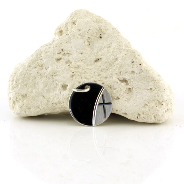 Kreuzanhänger mit Gravurfläche 925er Silber rhodiniert Ø 14 mm NEU