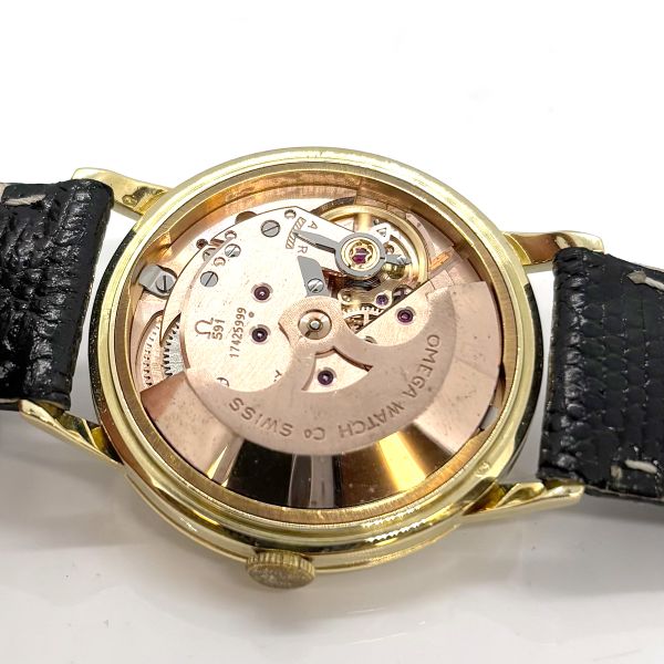 Omega Vintage 585er Gold Automatik am Lederband (28438)