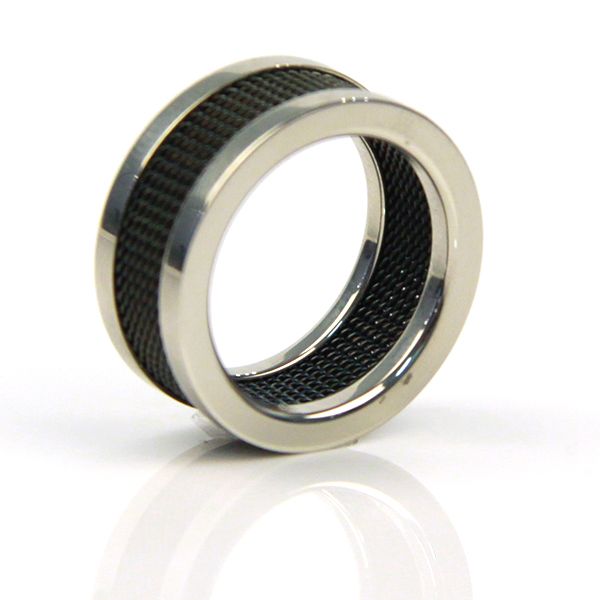 STEEL Herren Ring Edelstahl Silver-Black Milanaise GR 65 NEU