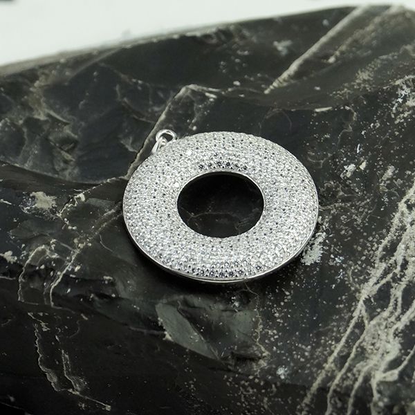 Anhänger "KREIS" Pavé gefasste Kubic Zirkonia 925 Sterling Silber