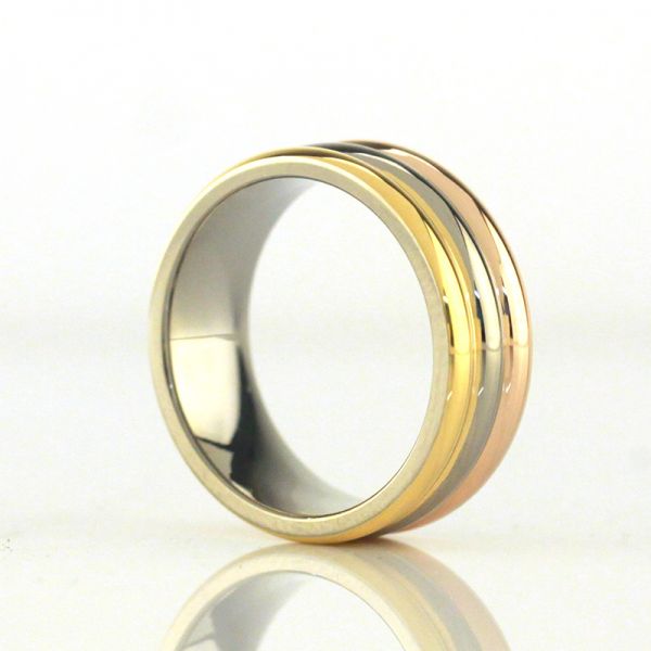 Damenring aus Titan Tricolor (rosé/gold/silber) Gr.58