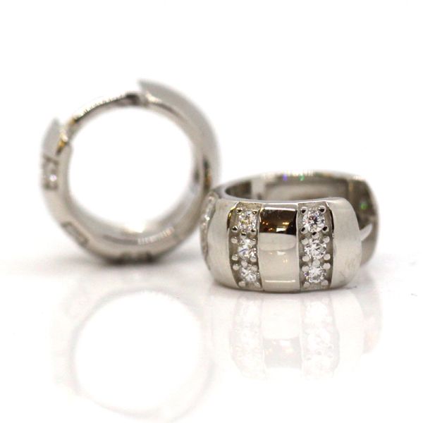 Creole Klappcreole 925er Silber rhodiniert funkelnde weiße Zirkonia NEU