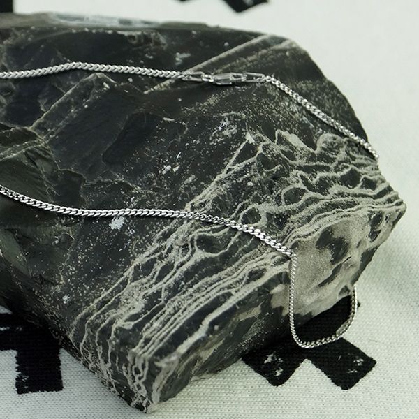 Halskette Curb Panzerkette 925er Sterling Silber rhodiniert 45 cm / 1,2 mm Breit