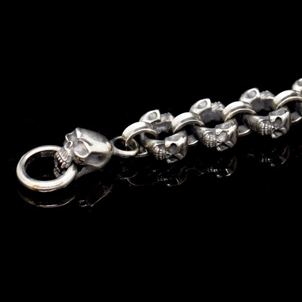 Armband Gliederarmband massiv "SKULLS" 925er Silber Knebelverschluss 16 x 220 mm NEU