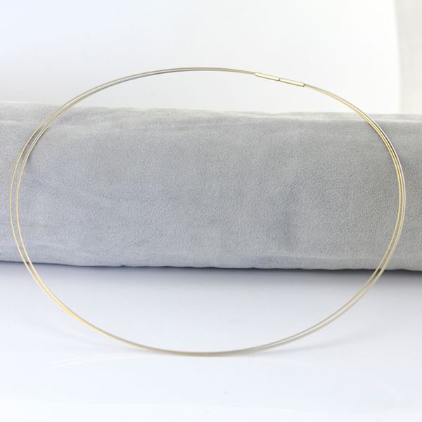 Halsreif 3 reihig Bi Color 750er Gold Länge 45 cm