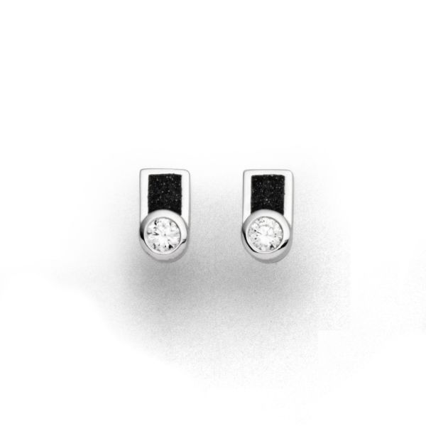 DUR Ohrstecker "Venus" 925er Silber rhodiniert Lavasand Zirkonia O5243 NEU