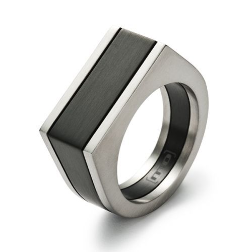 monomania Herren Ring " Urban Style" Edelstahl Schwarz GR. 66 NEU