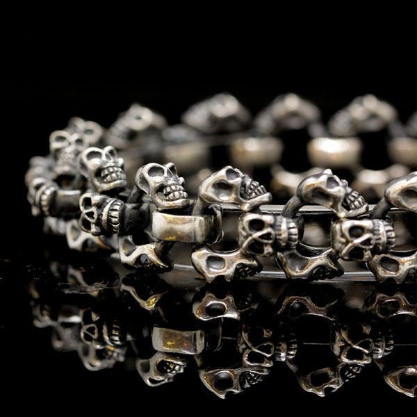 Armband Gliederarmband massiv "SKULLS" 925er Silber Harkenlverschluss 17 x 240 mm NEU