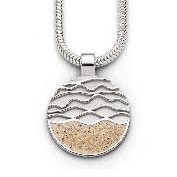 DUR Anhänger "Strandwellen" 925er Silber rhodiniert Strandsand Ø 25 mm P3033 NEU