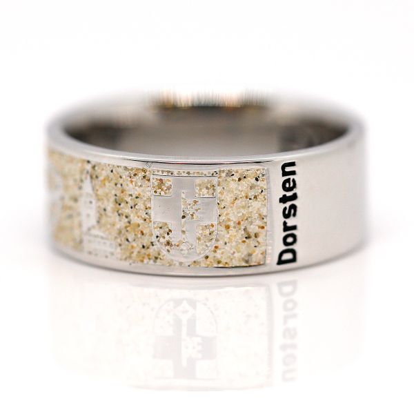 DUR Ring "Stadt Dorsten Ring Sand" 925er Silber rhodiniert Strandsand GR 52 R6091 NEU