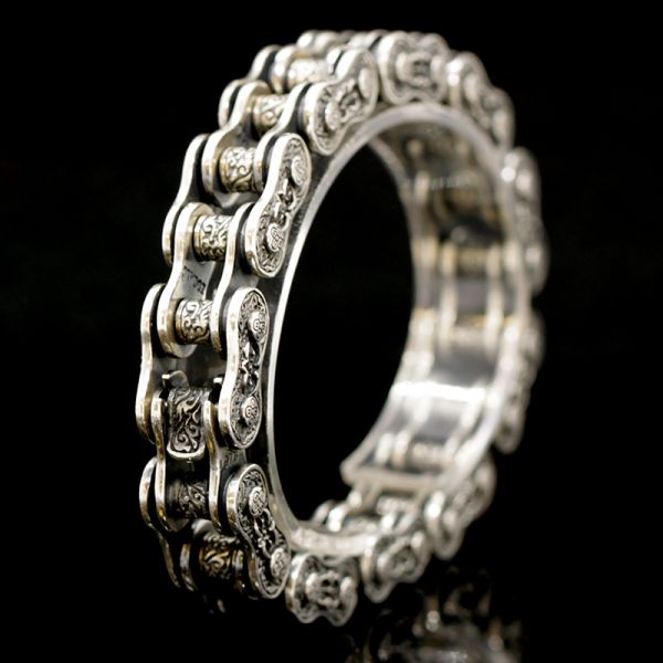 Armband Gliederarmband "BIKERCHAIN" 210 mm Handgraviert by ZOCALO Japan NEU