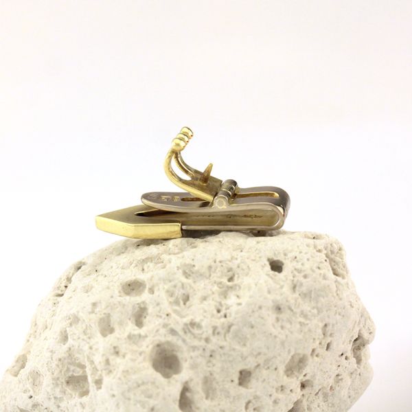 Revers Anstecker Krawattenklammer Bi Color 585er Gold mit Diamanten (1647)