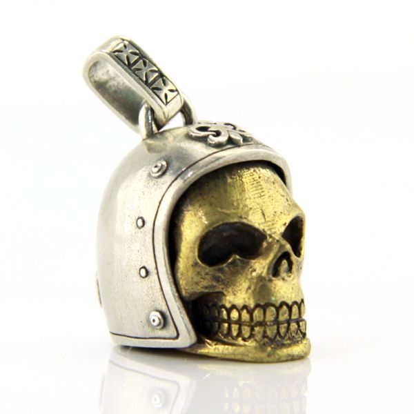 JJJ LA Anhänger Herren "BIKER SKULL GOLD" 925er Silber Bronze goldfarbend NEU