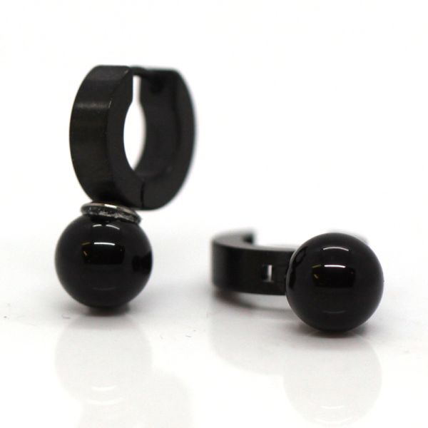 monomania Creolen Onyxperle "Black Kiss" Edelstahl PVD schwarz NEU