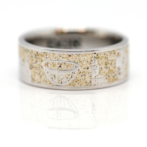 DUR Ring "Stadt Dorsten Ring Sand" 925er Silber rhodiniert Strandsand GR 54 R6091 NEU