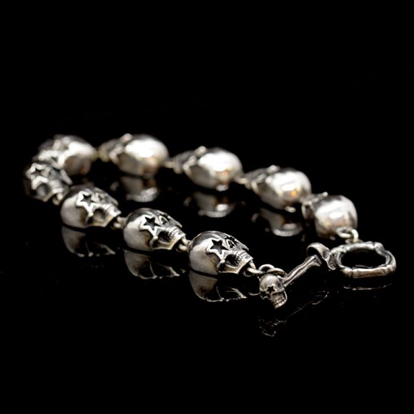 Armband Gliederarmband "STARSKULLS" 925er Silber Knebelverschluss 10 x 200 mm NEU