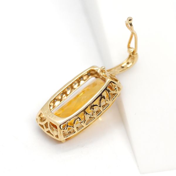 Anhänger mit facetiertem Citrin und Diamanten in 585er Gelbgold (20351)
