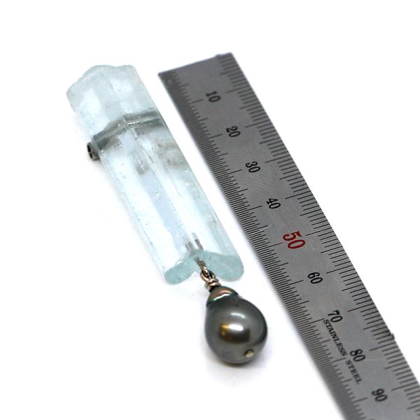 Tahiti Perlenkette mit Aquamarine Schließe als Anhänger Goldschmiedearbeit (23202)