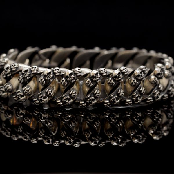 Armband Panzerarmband "SKULLS" 925er Silber versteckte Schließe 18 x 220 mm NEU