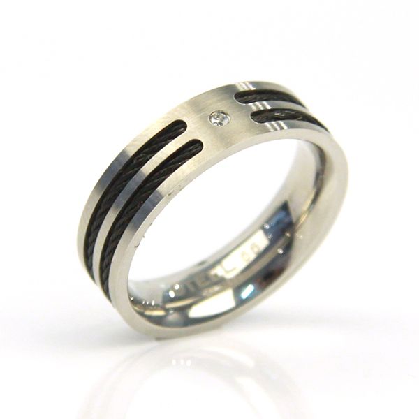 STEEL by Christ Herren Ring Edelstahl Silver-Black Zirkonia GR 66 NEU