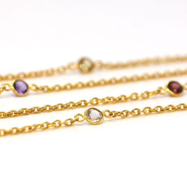 Collier "COLOR" 925er Silber vergoldet farbige Edelsteine 80 cm ES90024910 NEU