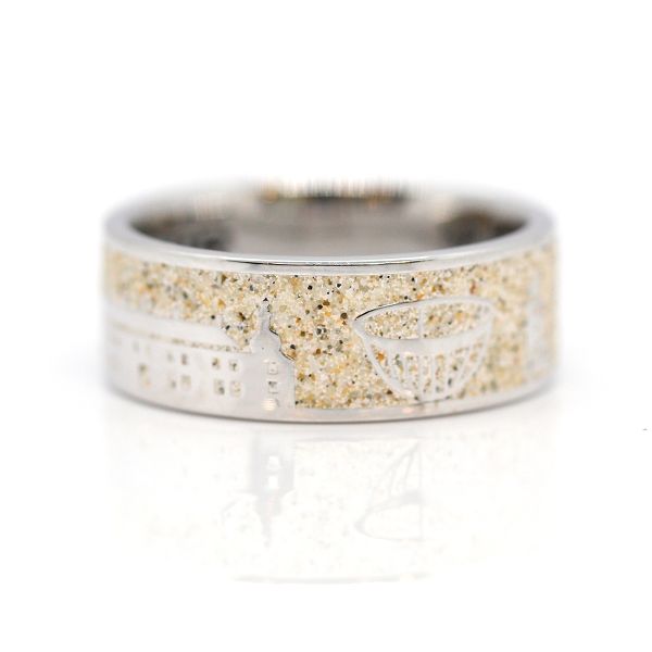 DUR Ring "Stadt Dorsten Ring Sand" 925er Silber rhodiniert Strandsand GR 54 R6091 NEU