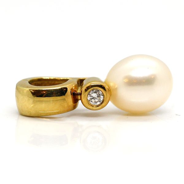 Perlclip 585er Gebgold mit Diamant im Brillantschliff ca. 0,02 Ct (22971)