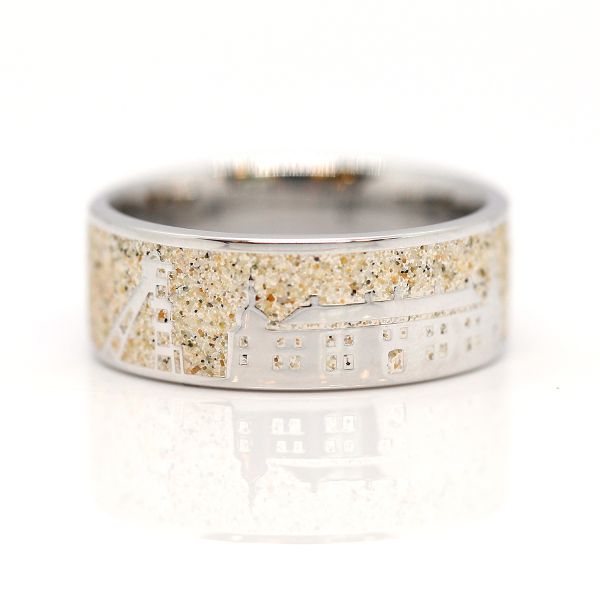 DUR Ring "Stadt Dorsten Ring Sand" 925er Silber rhodiniert Strandsand GR 60 R6091 NEU