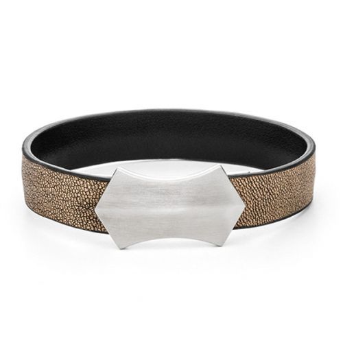 monomania Armband "Atomic" Leder / Edelstahl Doppelfaltschließe SIZE L NEU