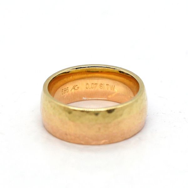Solitär Ring 585er Rosé-Gelbgold verlaufend gehämmert GR 54 0,07 Ct (20318)