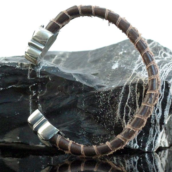 JJJ LA Leder Armspange "LILY" kombiniert mit 925er Silber 190 mm braun