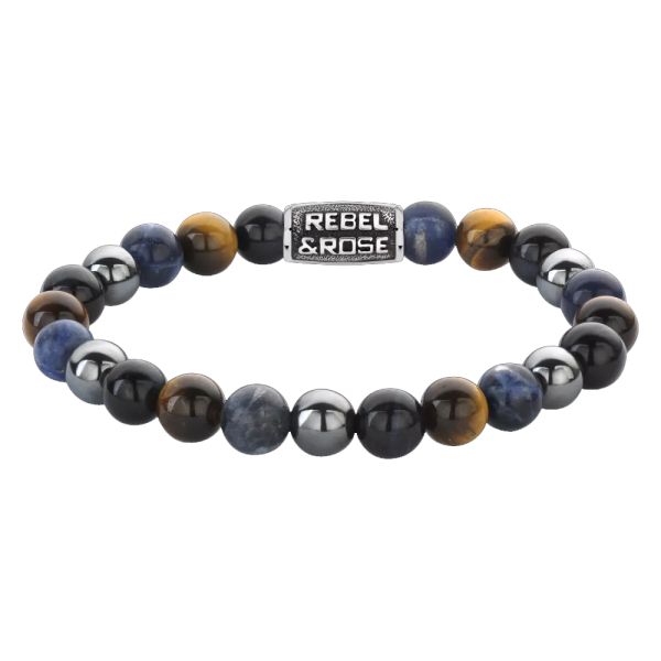 Rebel & Rose Armband "Blue Rain Vintage" 8 mm RR-80100-V-L 19 cm NEU