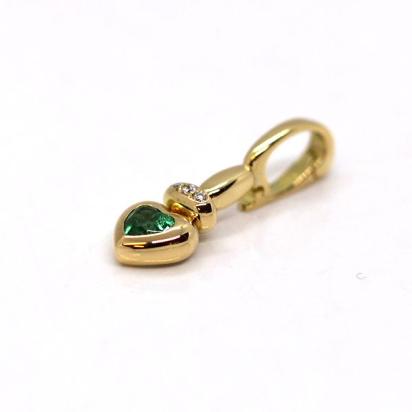 Smaragd Brillant Anhänger 750er Gold auch für Perlenketten geeignet (17581)