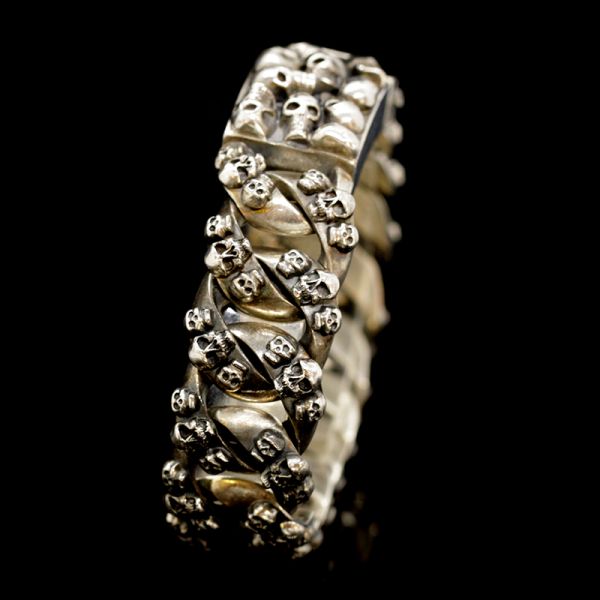 Armband Gliederarmband massiv "SKULLS" 925er Silber 18 x 190 mm NEU
