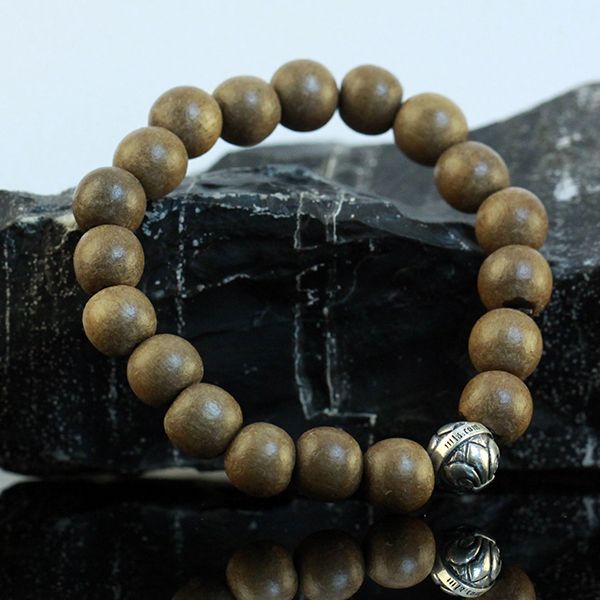 JJJ LA Ebenholz Kugel Armband "FLEUR DE LYS" 925er Silber Lilie 21 Kugeln