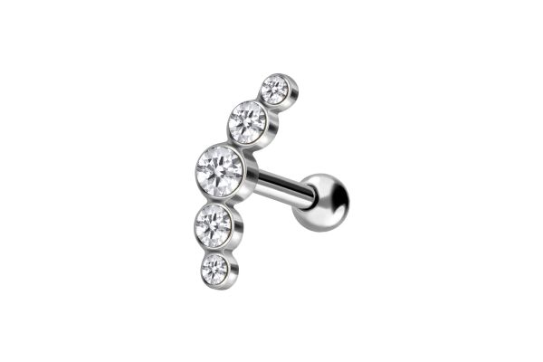 Ohrpiercing 5 Kristalle Chirurgenstahl 316L 5 x14,5 mm SO437 NEU