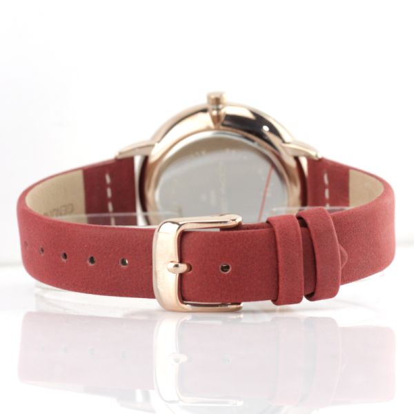Adora Design Armbanduhr Edelstahl IP Roségold Lederband Rot AD8446 NEU