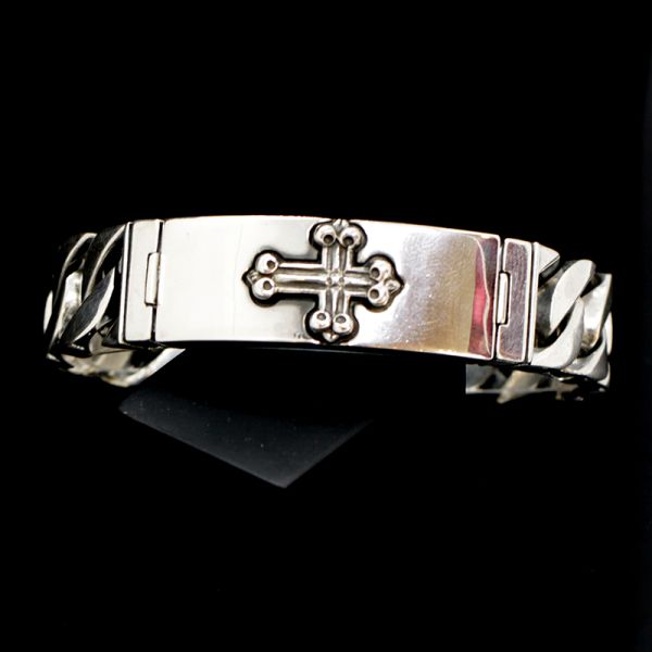 Armband Panzerarmband massiv "CROSS" 925er Silber Buckle 18 x 200 mm NEU
