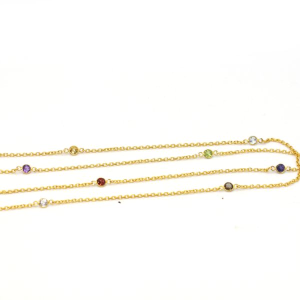 Collier "COLOR" 925er Silber vergoldet farbige Edelsteine 80 cm ES90024910 NEU