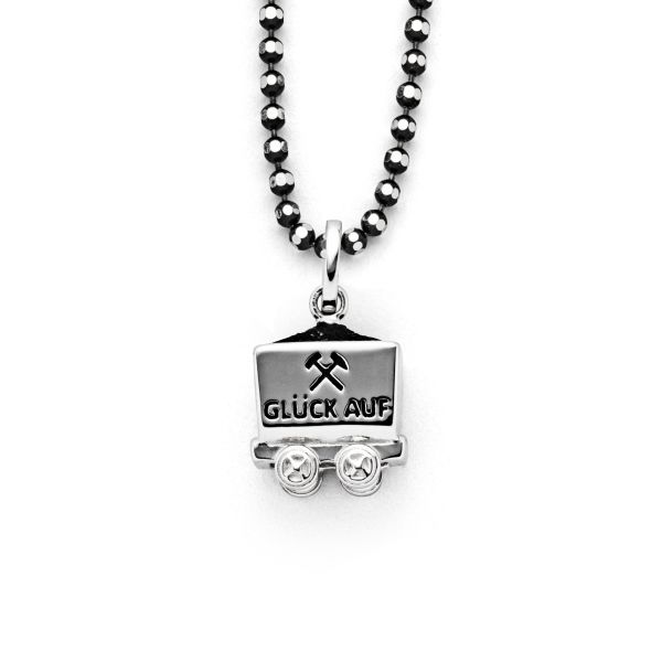 DUR Anhänger Lore "Glück Auf" 925er Silber rhodiniert Lavasand P4174 NEU