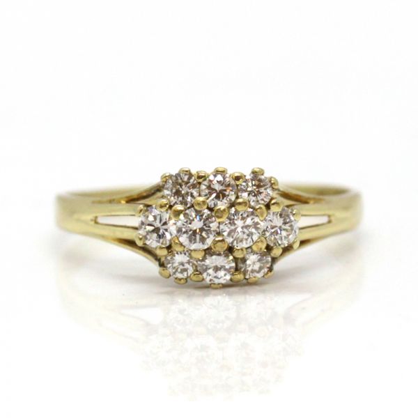 Diamant Ring 585er Gelbgold 10 Diamanten im Brillantschliff 0,5 Ct GR 60 (6798)