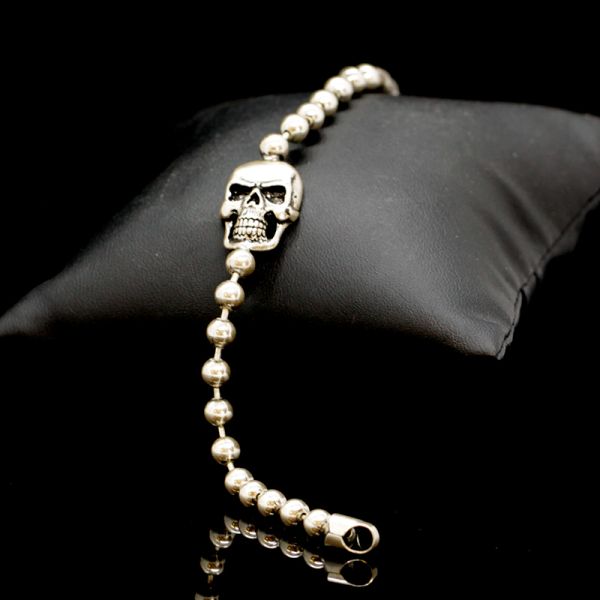 Armband "BALL & CHAIN SKULL" 925er Silber 200 mm NEU