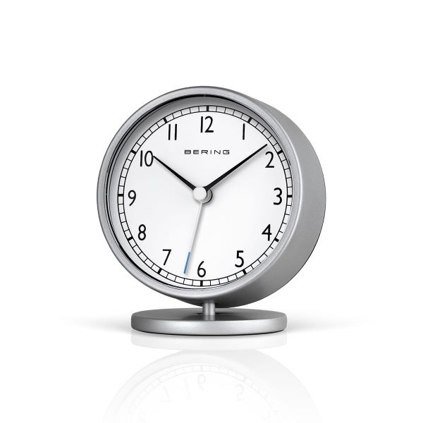 BERING Quarz Wecker silber Ø96 mm 90096-045R NEU