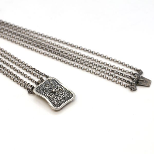 Antikes Collier Folklore Trachten Schmuck 800er Silber (10821)